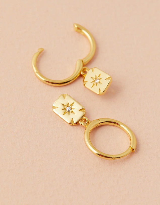 Ace Diamond Huggies - Gold flat lay top view