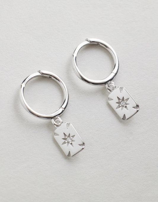 Ace Diamond Huggies - Silver close up flat lay