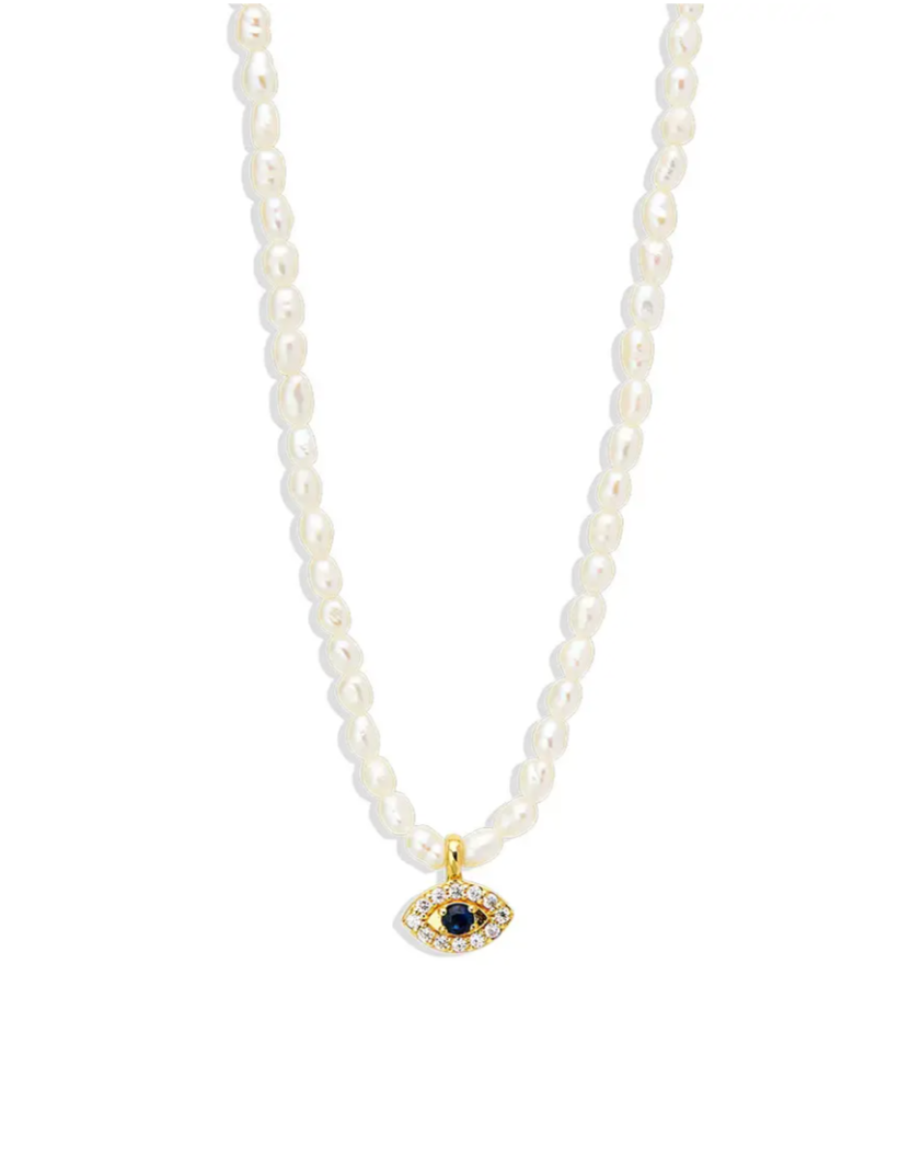 Evil Eye Pearl Necklace