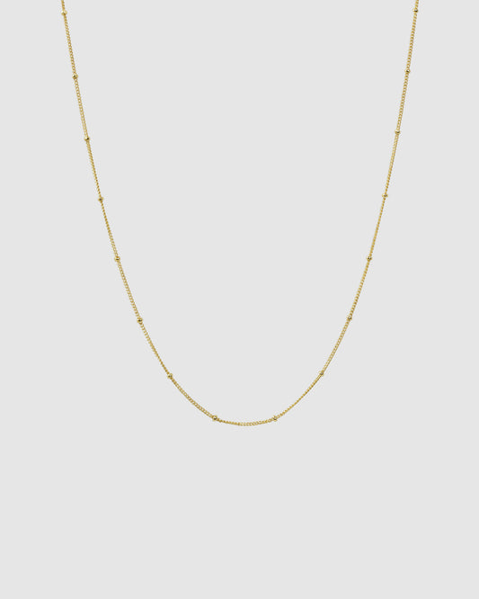 Gold Dot Chain necklace on a plain background.