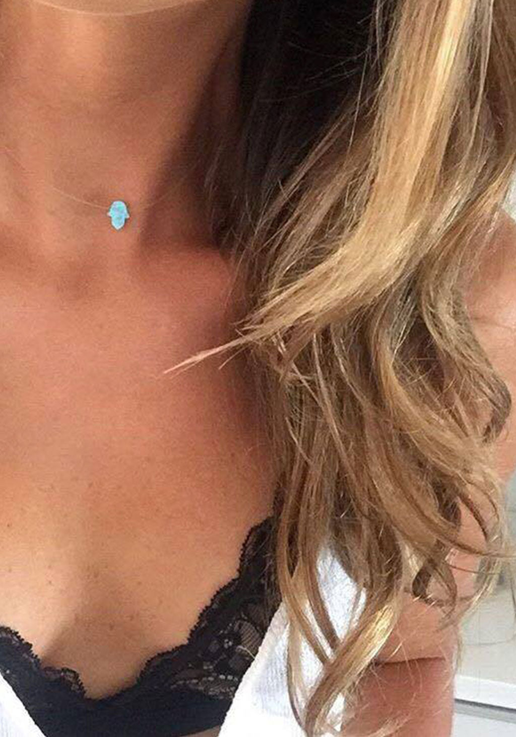 Floating Opal Hamsa / Blue