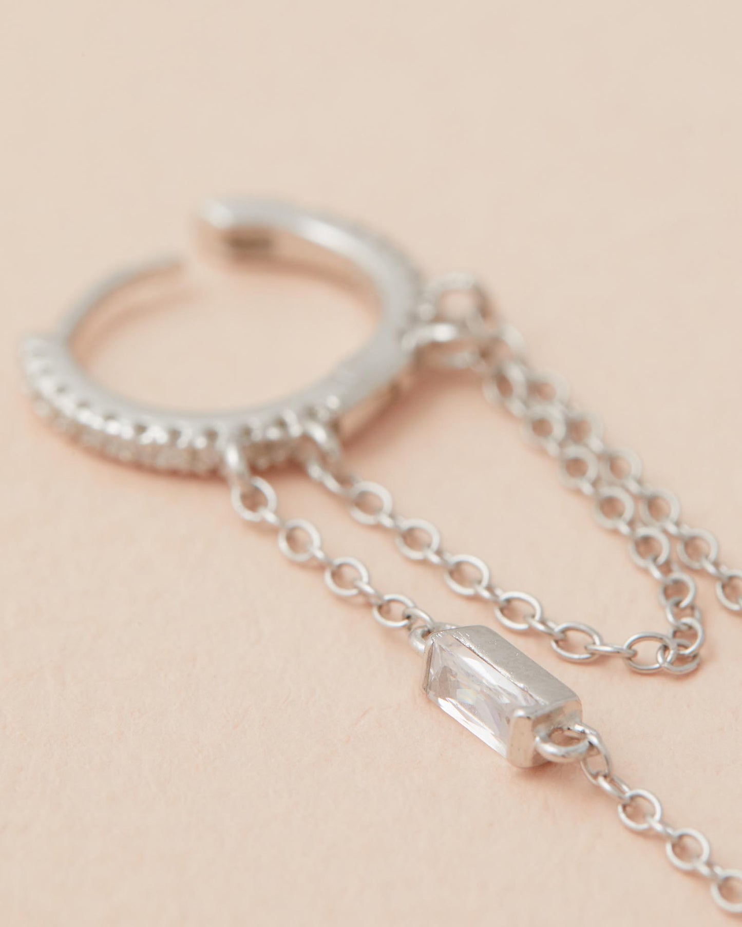 Phoebe Chain Huggies - Silver close up