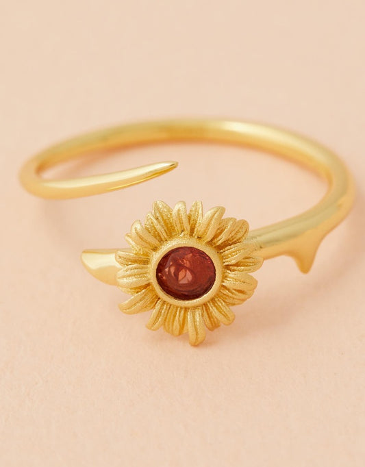 Sunflower Ring front view pink background