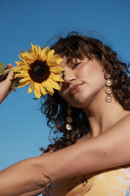 Follow The Sun - Sunflower Earrings - Gold