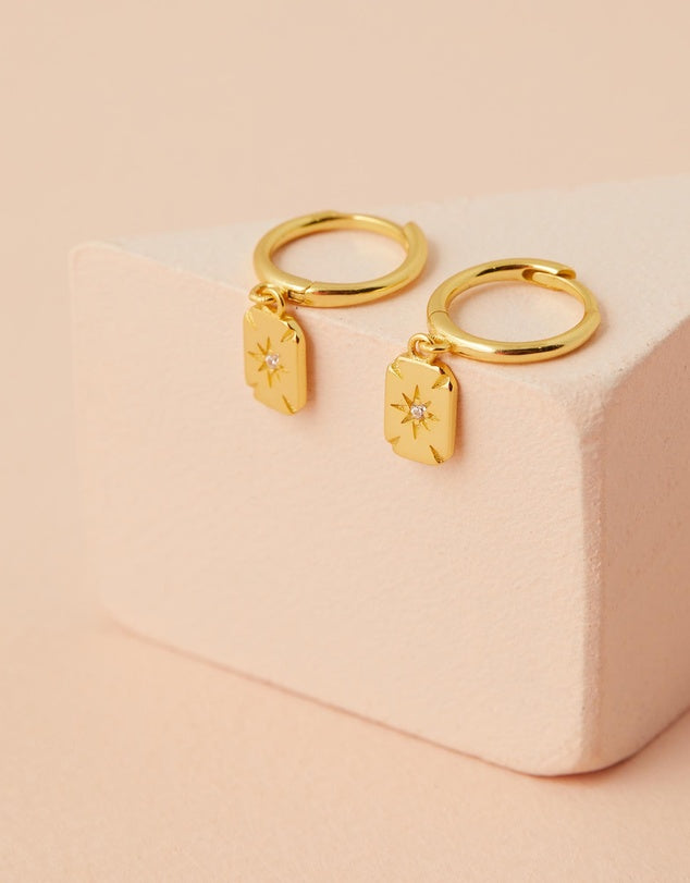 Ace Diamond Huggies - Gold flat lay