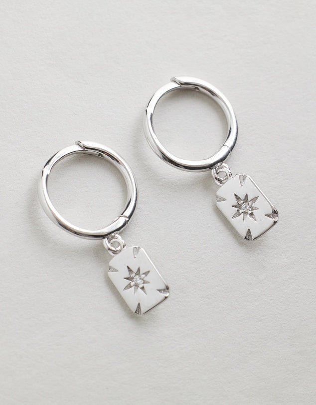 Ace Diamond Huggies - Silver close up flat lay