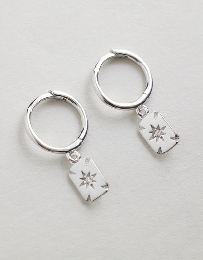 Ace Diamond Huggies - Silver close up flat lay