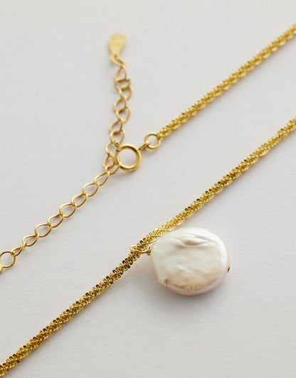 Bellavue Pearl Necklace close up flay lay