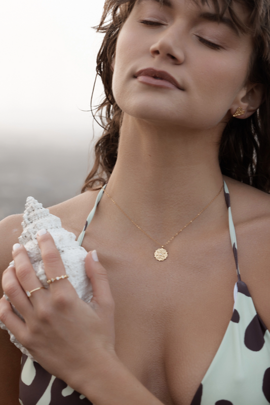 Celestara Mandala Necklace front view on model