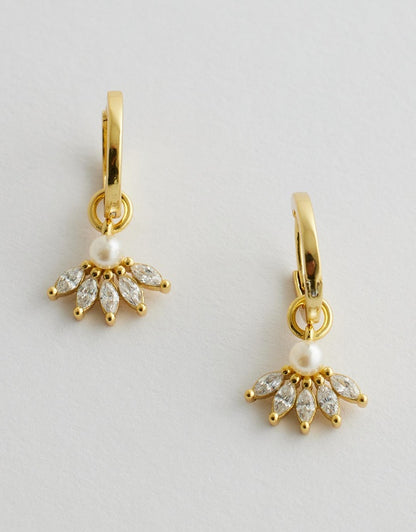 Celestine Pearl Earrings front view flay lay