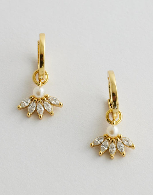 Celestine Pearl Earrings front view flay lay