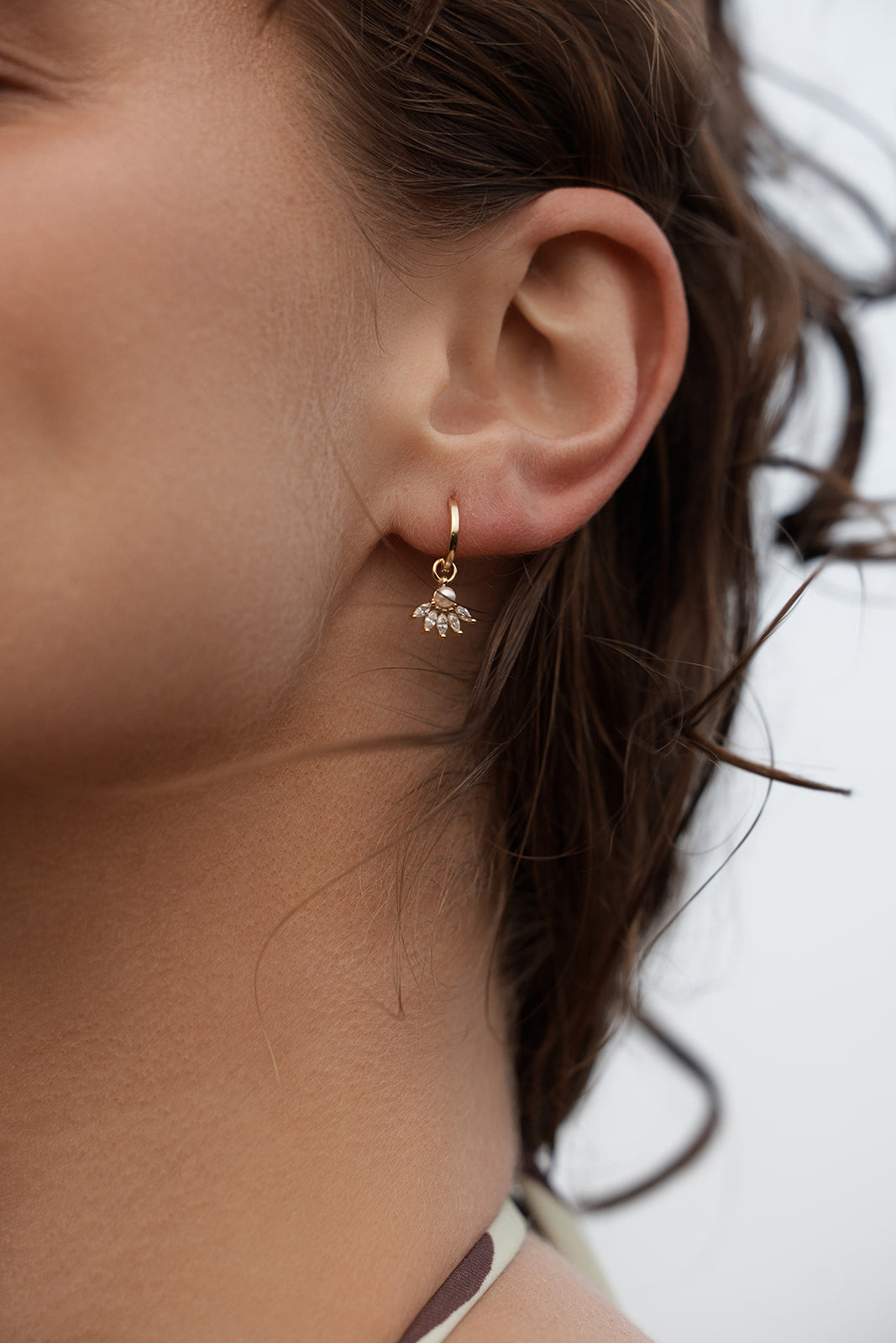 Celestine_Pearl_Earrings on model ears