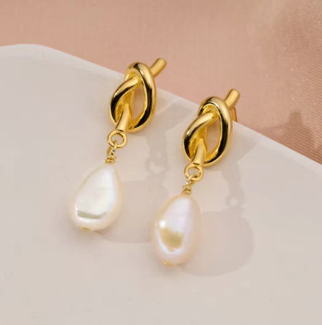 Chloe Pearl Studs - Gold flat lay