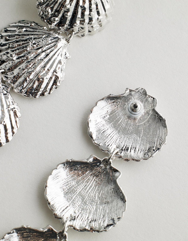 Collecting Shells Earrings - Silver on a light gray background