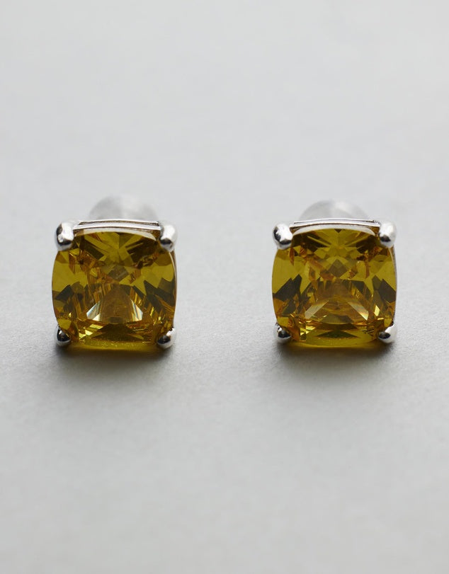 Lotti Citrine Studs front on view grey background