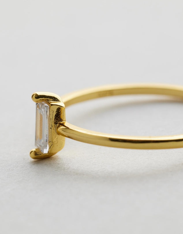 Luna Crystal Ring - Gold flat lay side view