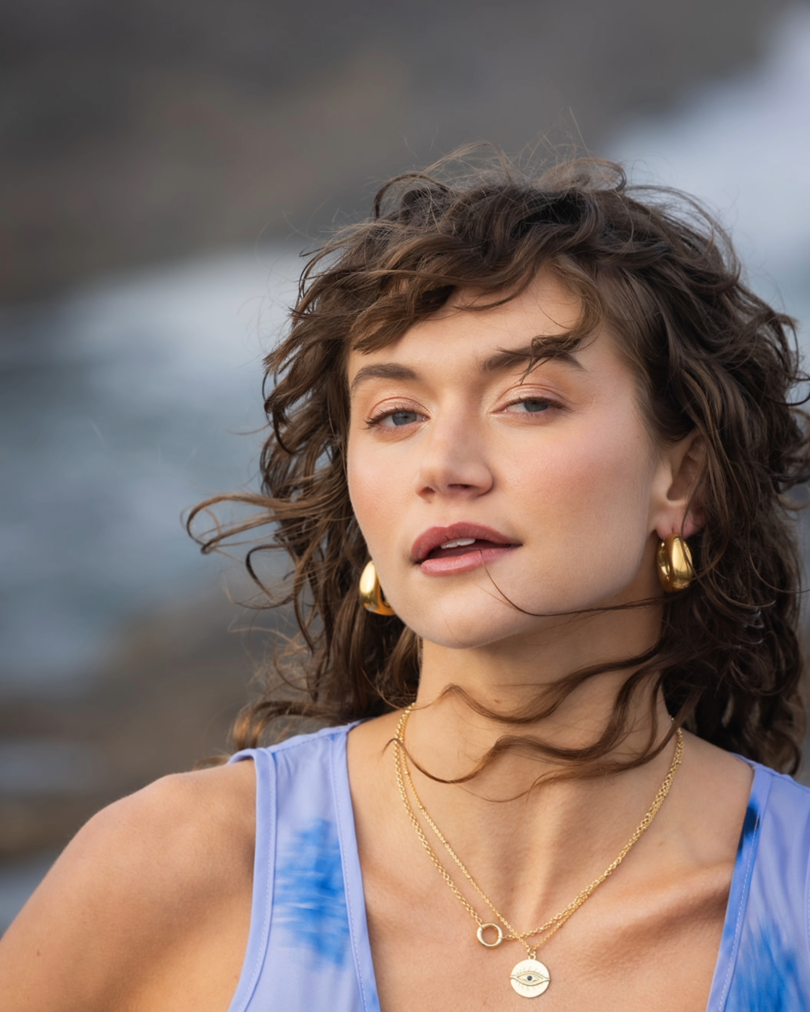 Manaia Loop Chain Necklace on model front view 