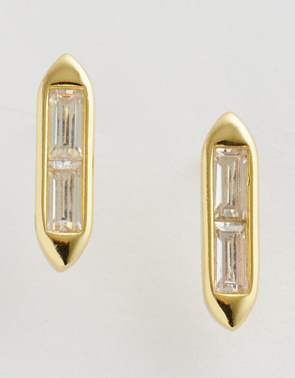 Marisol Crystal Studs Gold flay lay front on