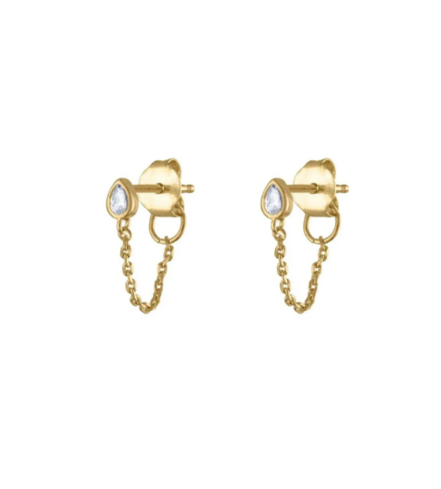Renee Chain Drop Earrings on a white background