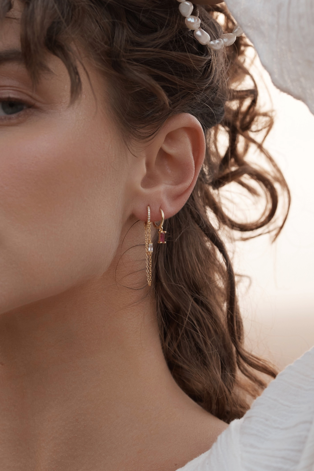 Rita Huggies - Pink & Gold on womens ear