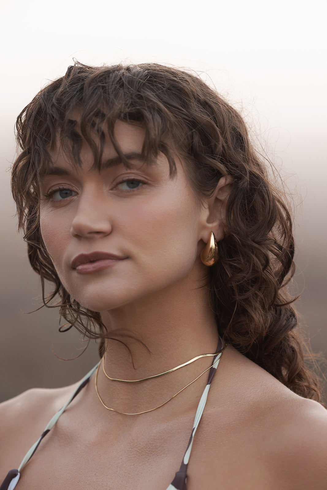 Romey Double Chain Necklace on women front view