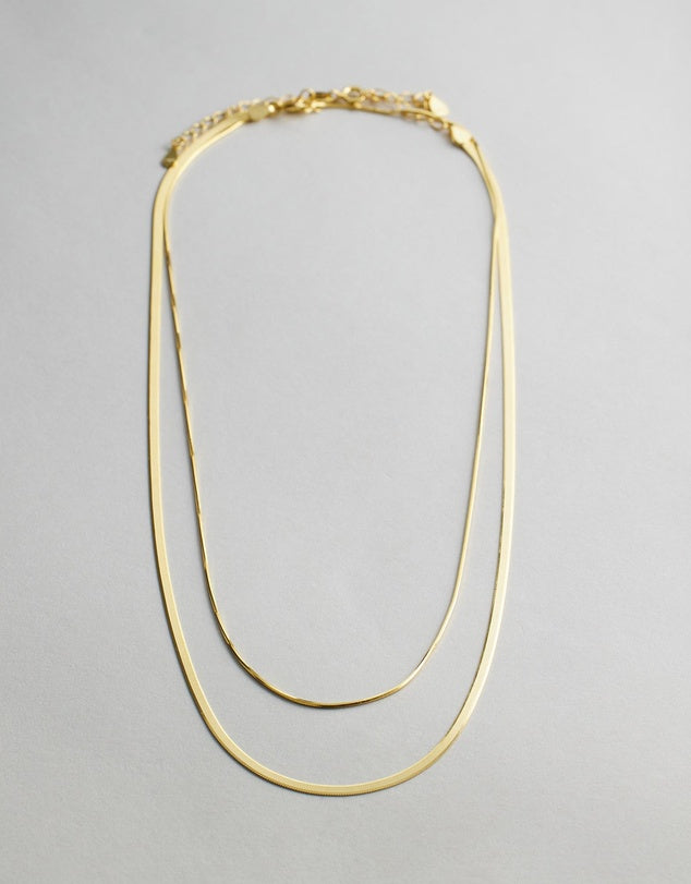 Romey Double Chain Necklace on grey background