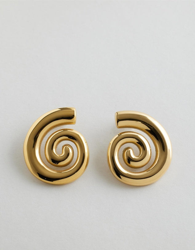 Savannah Swirl Earrings - Gold flat lay front view