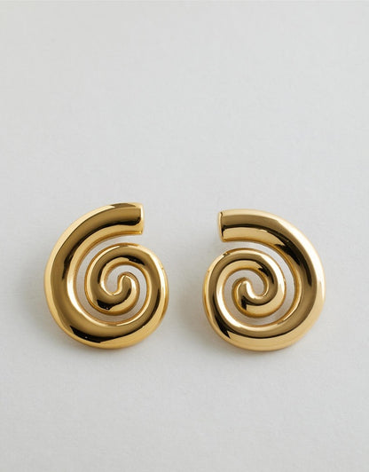 Savannah Swirl Earrings - Gold flat lay front view