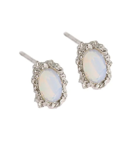 Simone Opal Studs - Silver