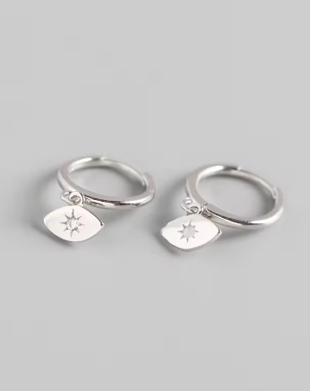 Evil Eye Huggies - Silver