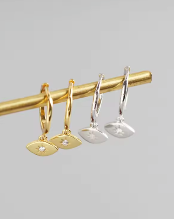 Evil Eye Huggies - Silver