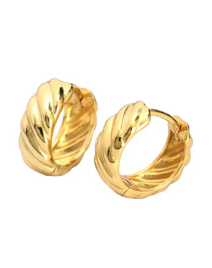 Vance Hoops - Gold textured hoops on white background