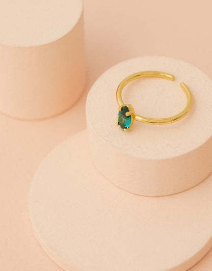 Cuba Emerald Ring - Gold flat lay top view