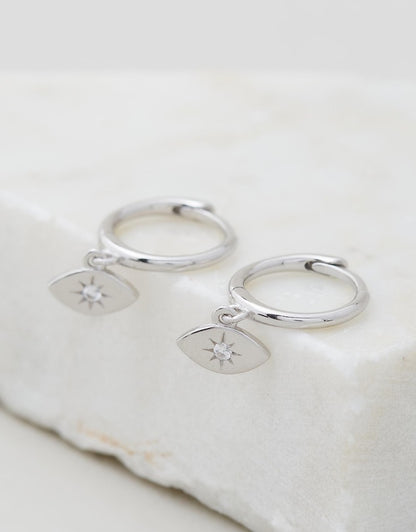 Evil Eye Huggies - Silver