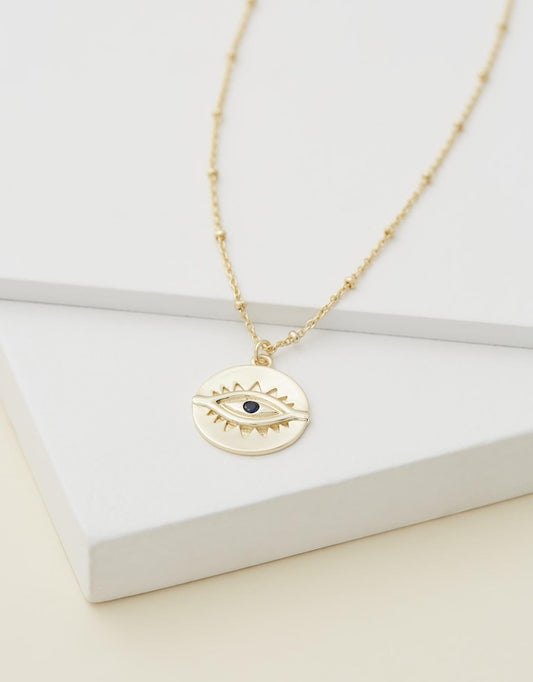 Evil Eye Necklace - Gold close up flat lay
