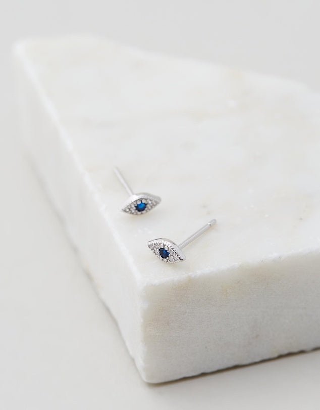 Evil Eye Studs - Silver flat lay
