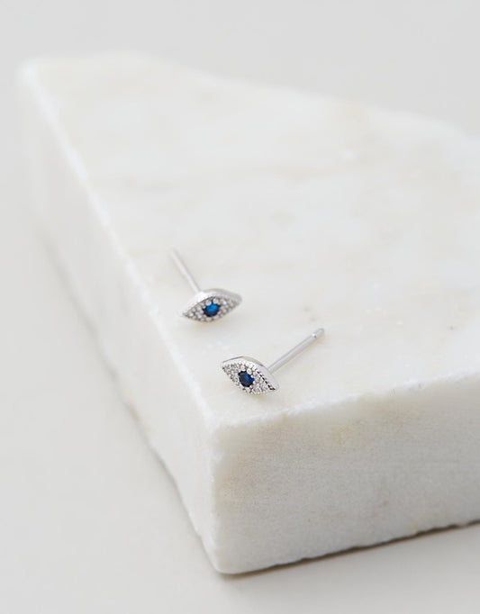 Evil Eye Studs - Silver flat lay