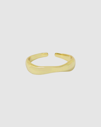 Hannah Wave Ring - Gold flat lay front view
