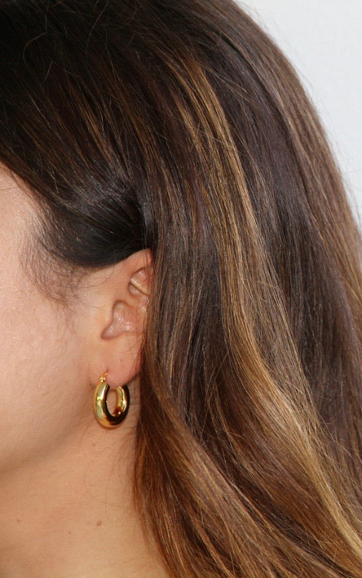 Indie Hoops - Gold on a womens ear