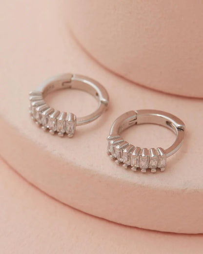 Lennox Huggies - Silver & Clear close up on pink back ground