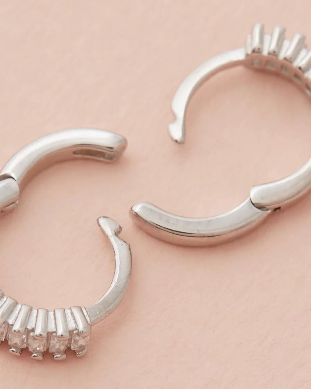 Lennox Huggies - Silver & Clear close up on pink back ground