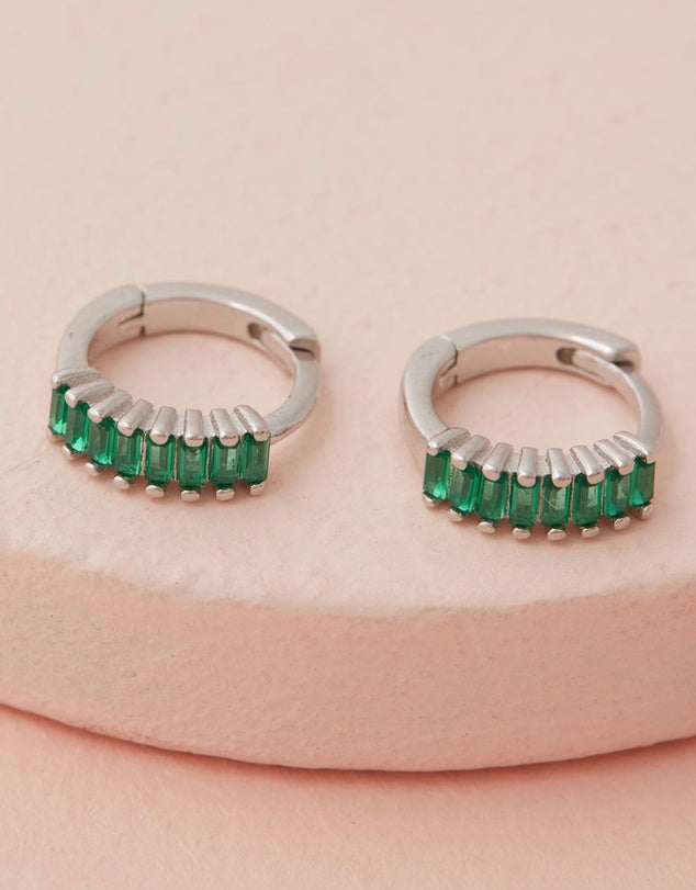 Lennox Huggies - Silver & Green close up on pink background