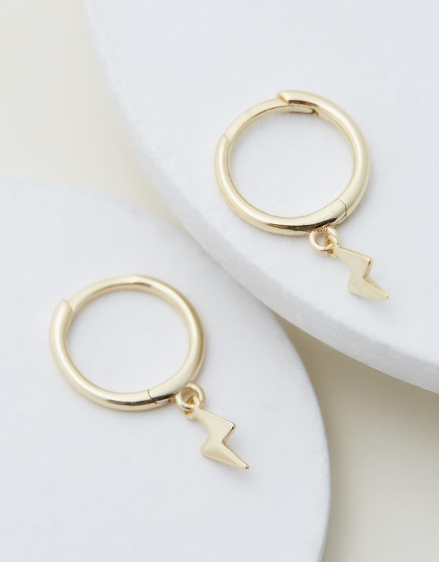 Lightning Bolt Huggies - Gold flat lay on white background