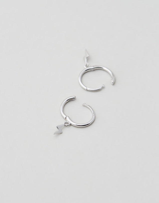 Lightning Bolt Huggies - Silver flat lay 