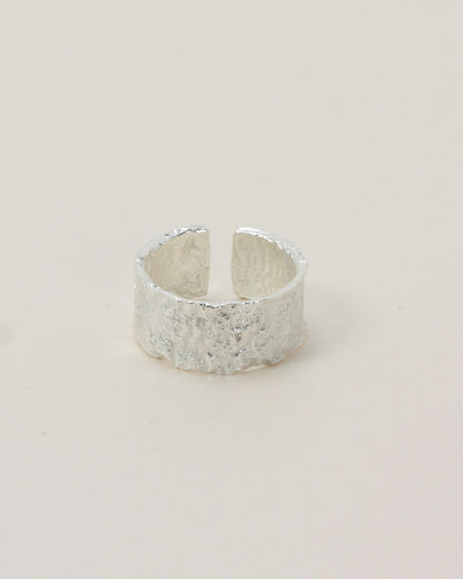 Noah Textured Ring - Silver front view