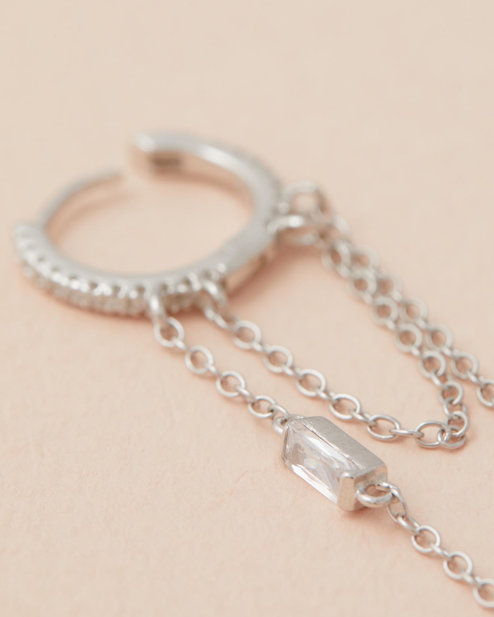 Phoebe Chain Huggies - Silver close up