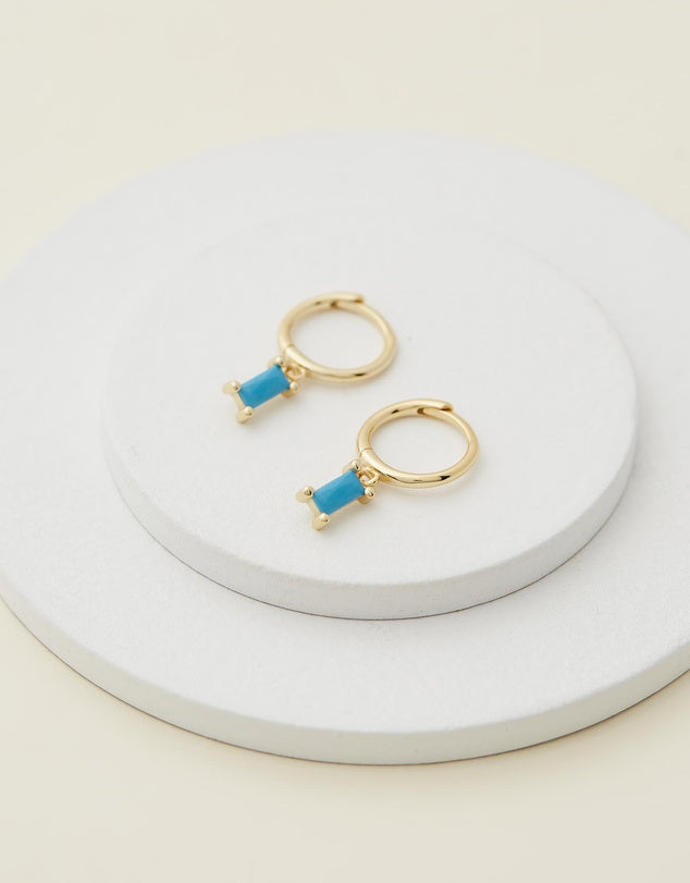 Rita Huggies - Turquiose & Gold earrings on white background