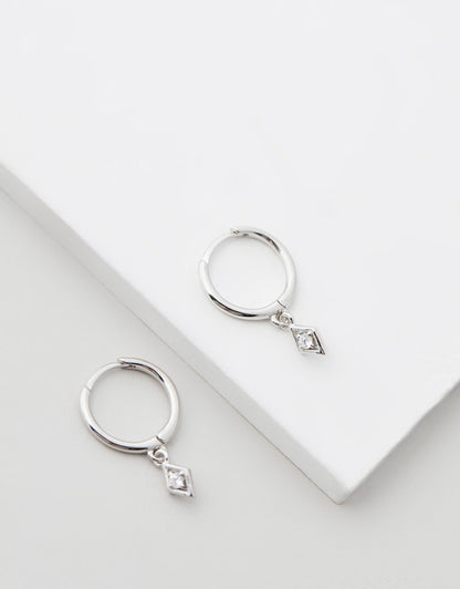 Ava Diamond Huggies - Silver