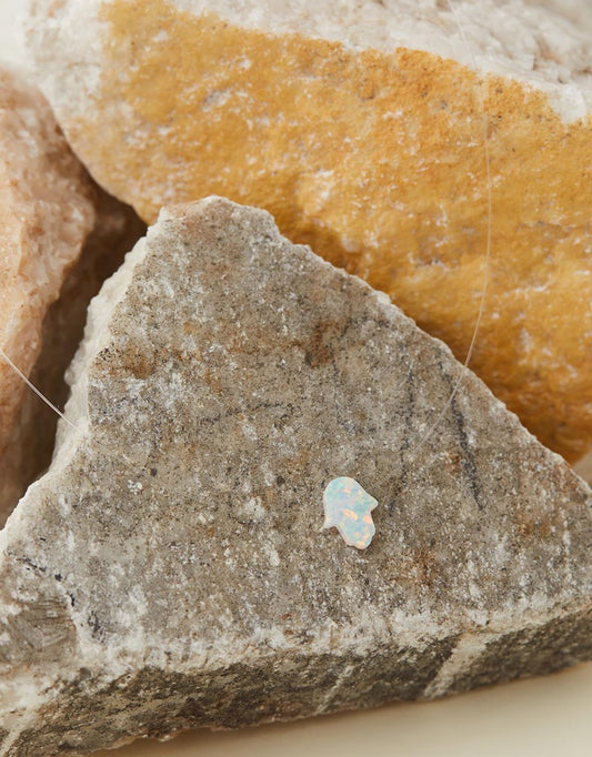 Floating Opal Hamsa / White