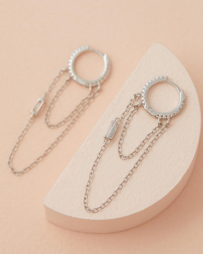 Phoebe Chain Huggies - Silver